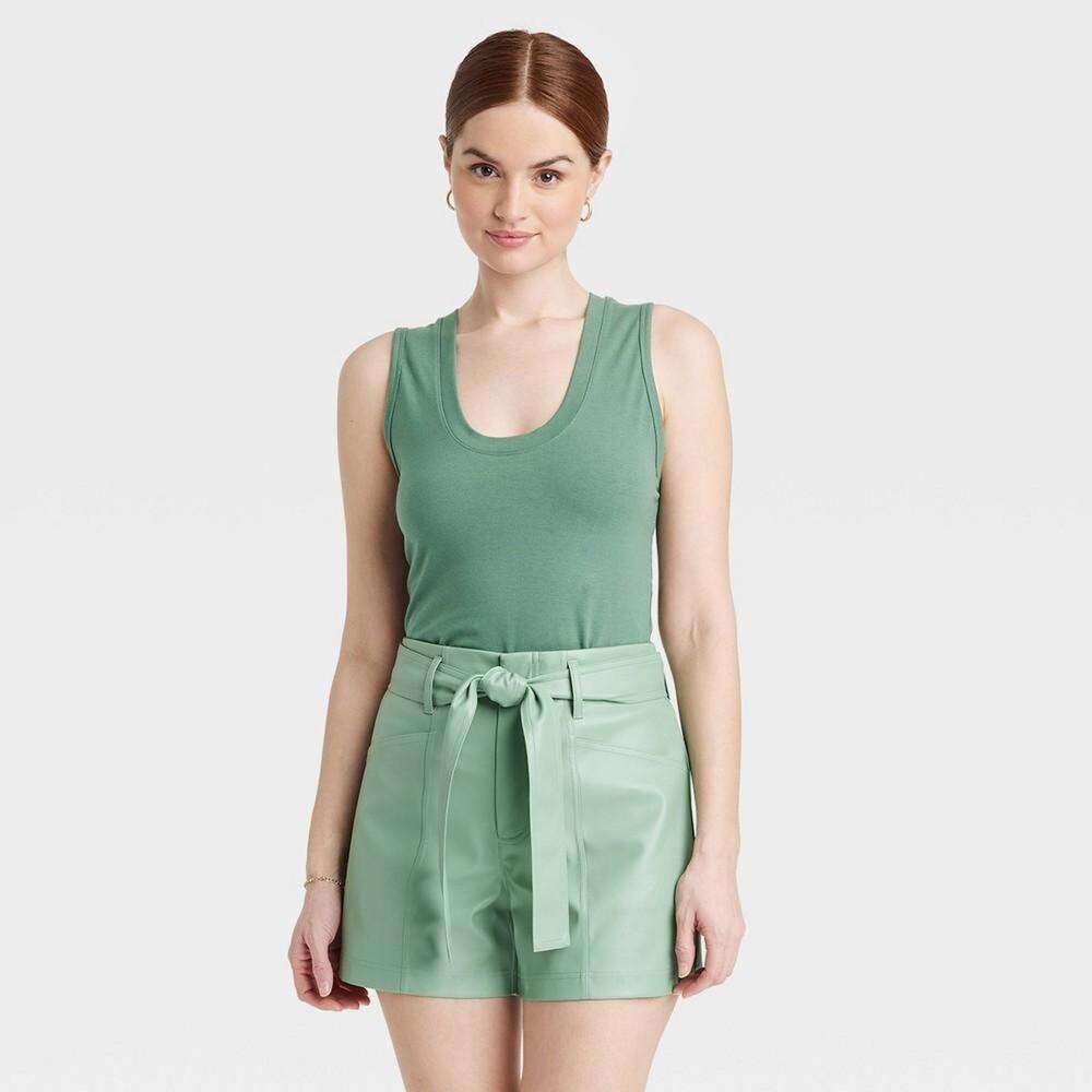 Women's U-Neck Slim Fit Tank Top - a New Day™ Dark Green S